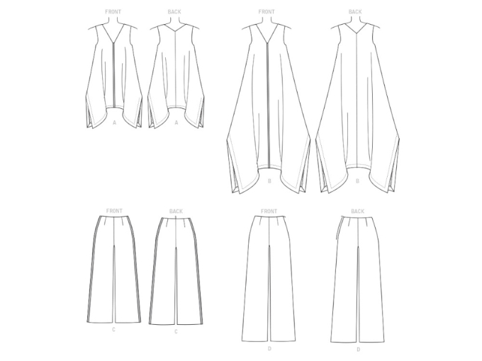 Naaipatroon Vogue 1550, combinatie: design jurk en broek, Dui/En/Fr