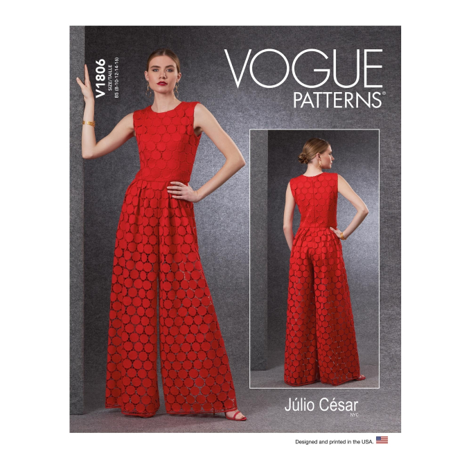Naaipatroon Vogue 1806 Designer jumpsuit, maat 42-50, Dui/En/Fr