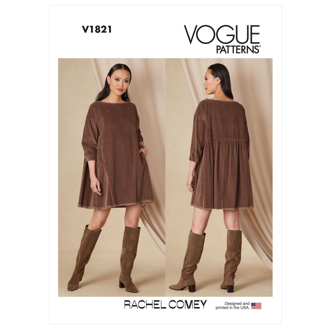 Patron Vogue 1821 robe de styliste femme, taille 32-48 en français