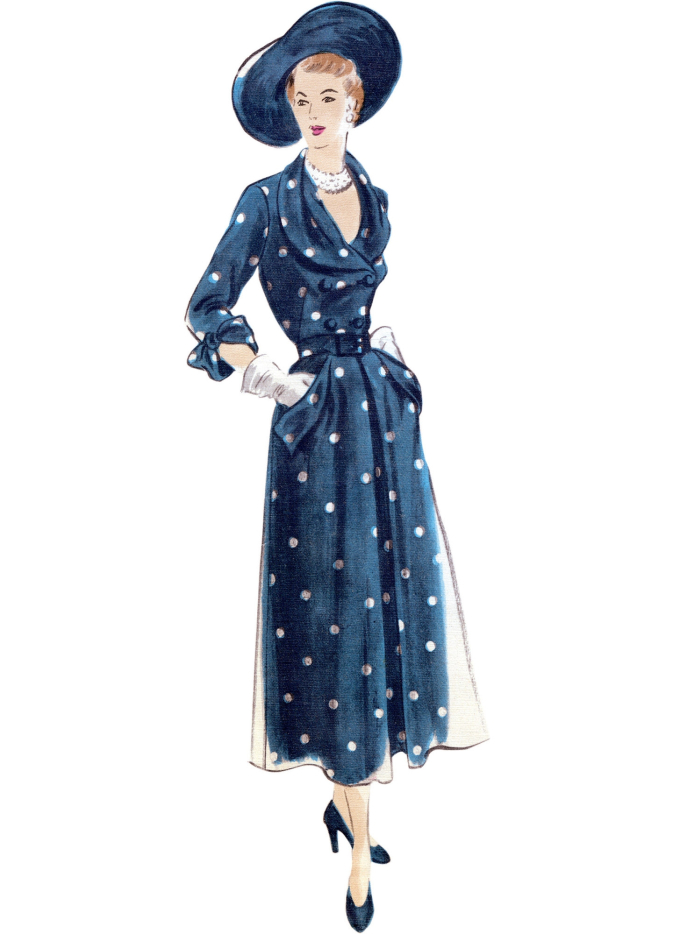 Naaipatroon Vogue 1863 vintage jurk, maat 32-40, Dui/En/Fr