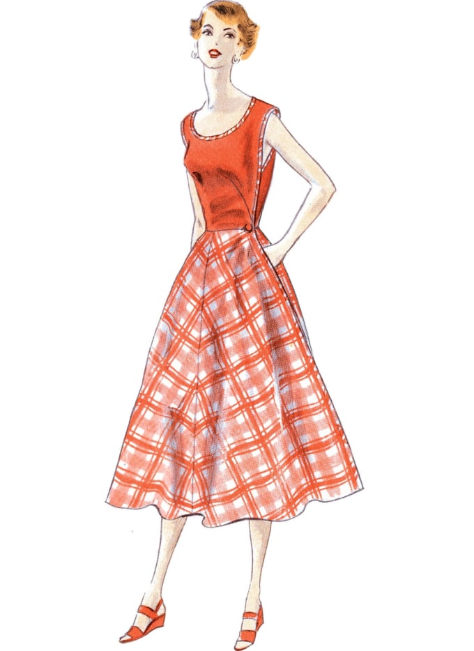 Patron Vogue 1864 robe vintage, taille 42-50, en français