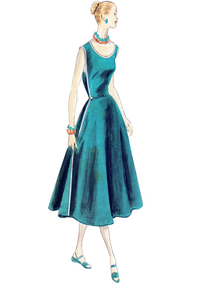 Patron Vogue 1864 robe vintage, taille 42-50, en français