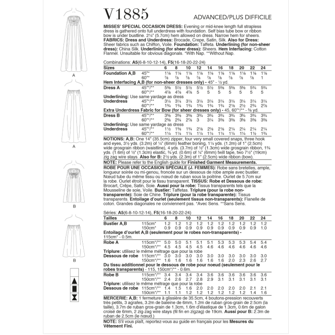 Naaipatroon Vogue 1885 Vintage jurk, maat 42-50 Dui/En/Fr