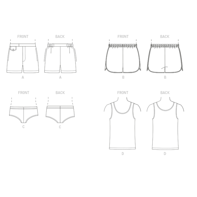 Naaipatroon Vogue 1897 heren badmode, maat XL-XXXL Dui/En/Fr