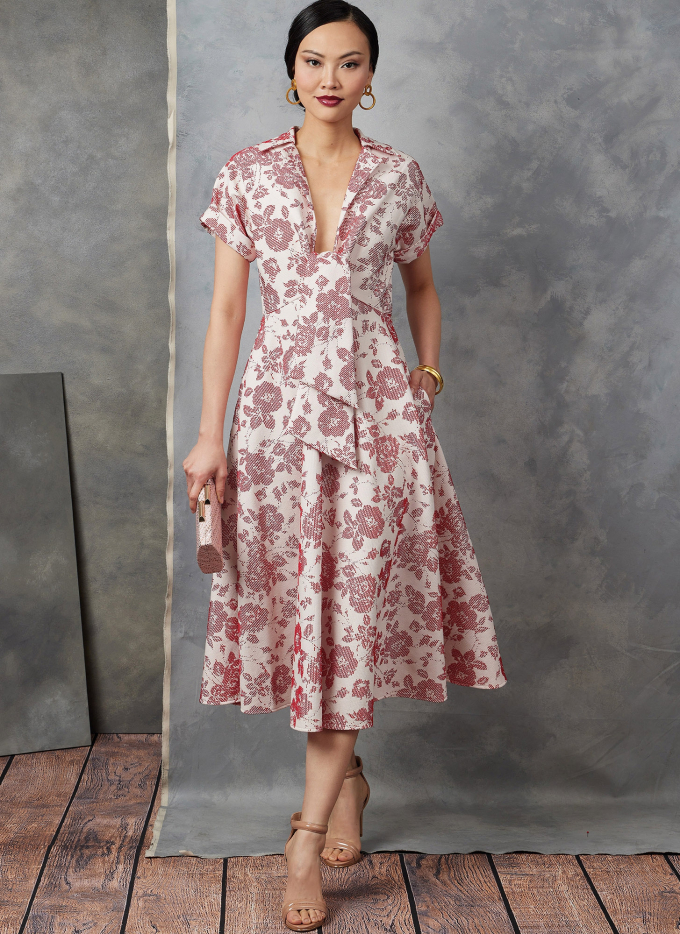 Naaipatroon Vogue 1898 designer jurk, maat 42-50 Dui/En/Fr