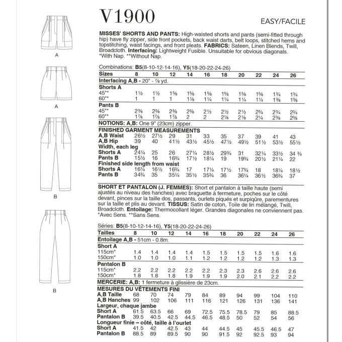 Naaipatroon Vogue 1900 broek, maat 34-42 Dui/En/Fr