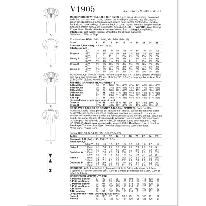 Naaipatroon Vogue 1905  jurk, maat 34-42 Dui/En/Fr