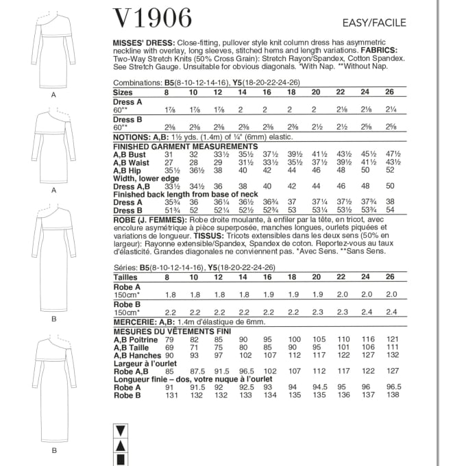 Patron Vogue 1906 robe, taille 34-42 en français