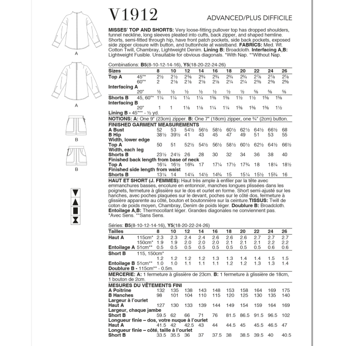 Naaipatroon Vogue 1912 designer combination, maat 34-42 Dui/En/Fr