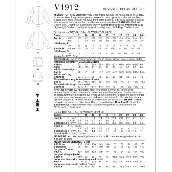 Naaipatroon Vogue 1912 designer combination, maat 44-52 Dui/En/Fr