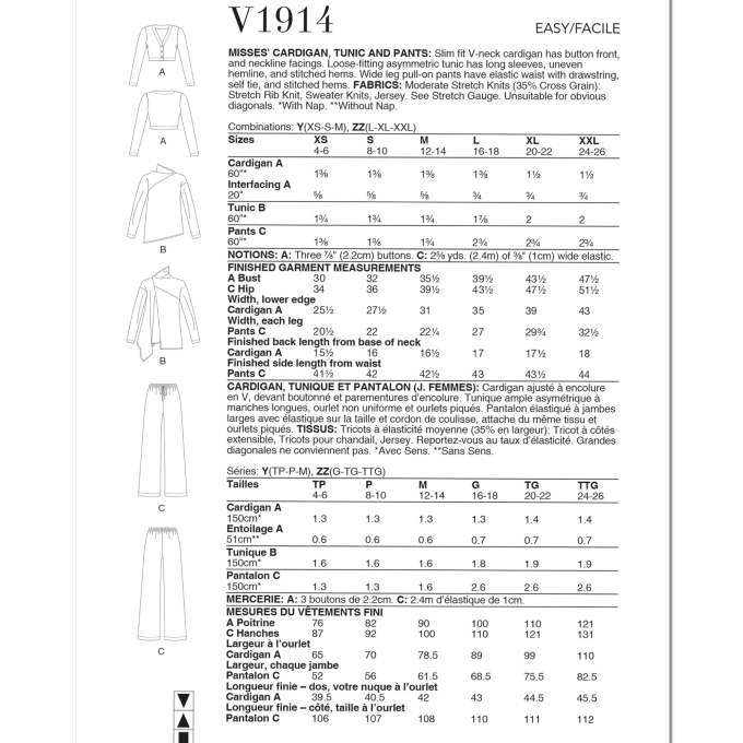 Naaipatroon Vogue 1914 combinatie, maat 34-42 Dui/En/Fr