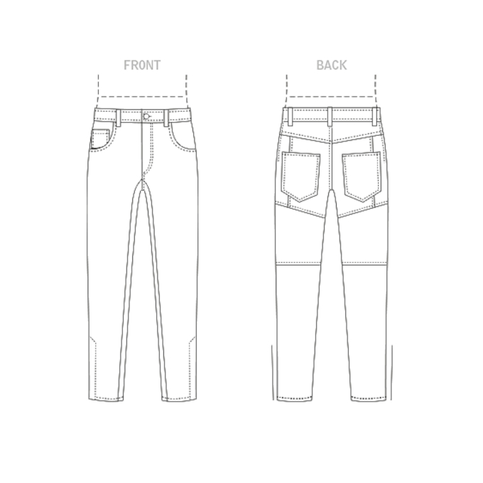 Patron Vogue 1915 hommes jeans, taille 44-50 en français
