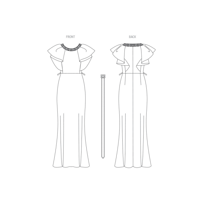 Naaipatroon Vogue 1919 designer jurk, maat 34-42 Dui/En/Fr