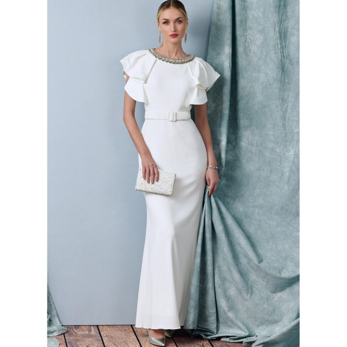 Naaipatroon Vogue 1919 designer jurk, maat 34-42 Dui/En/Fr