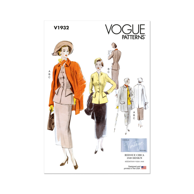 Naaipatroon Vogue 1932 Vintage combinatie, maat 34-42 Dui/En/Fr