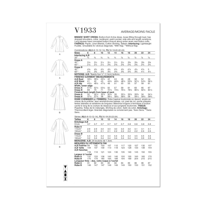 Naaipatroon Vogue 1933  jurk, maat 32-40 Dui/En/Fr