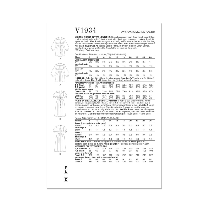 Naaipatroon Vogue 1934  jurk, maat 34-42 Dui/En/Fr