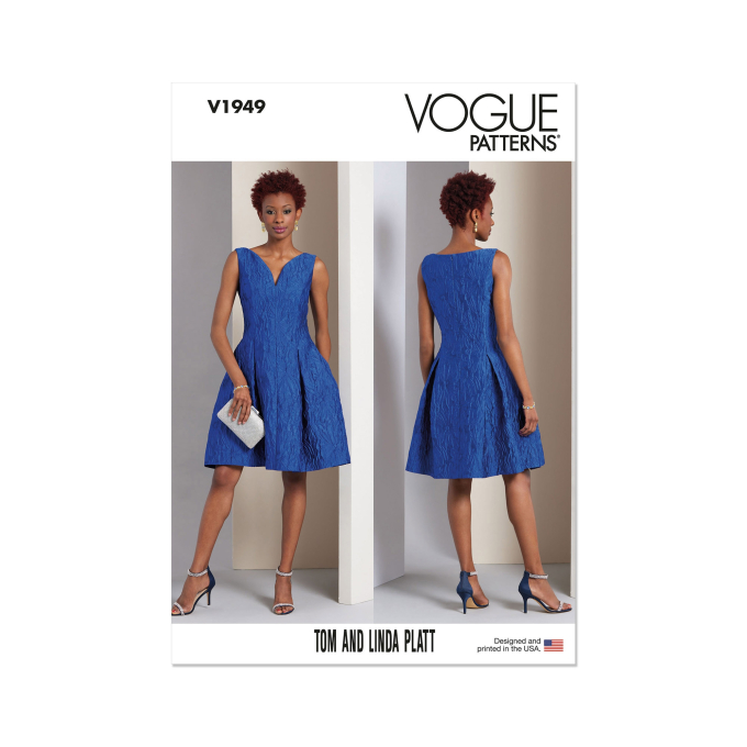 Naaipatroon Vogue 1949 designer jurk, maat 34-42 Dui/En/Fr