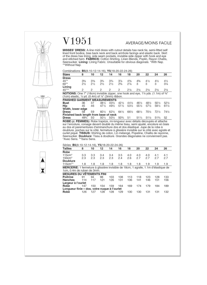 Naaipatroon Vogue 1951 designer jurk, maat 44-52 Dui/En/Fr