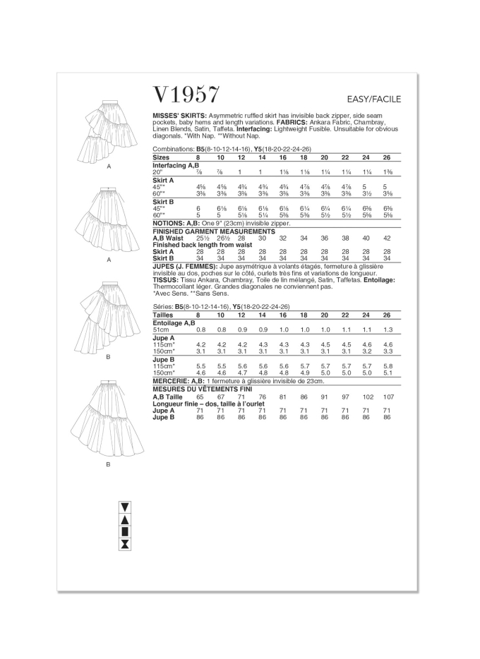 Patron Vogue 1957 jupe femme, taille 44-52 en français