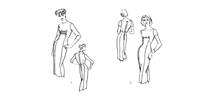 Naaipatroon Vogue 1979 jurk, maat 34-42, Dui/En/Fr