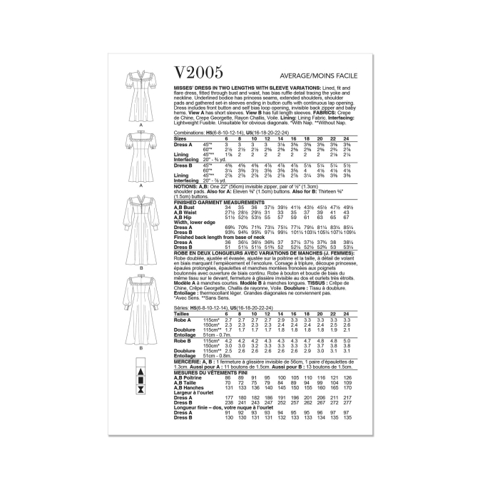 Naaipatroon Vogue 2005 jurk, maat 32-40, Dui/En/Fr