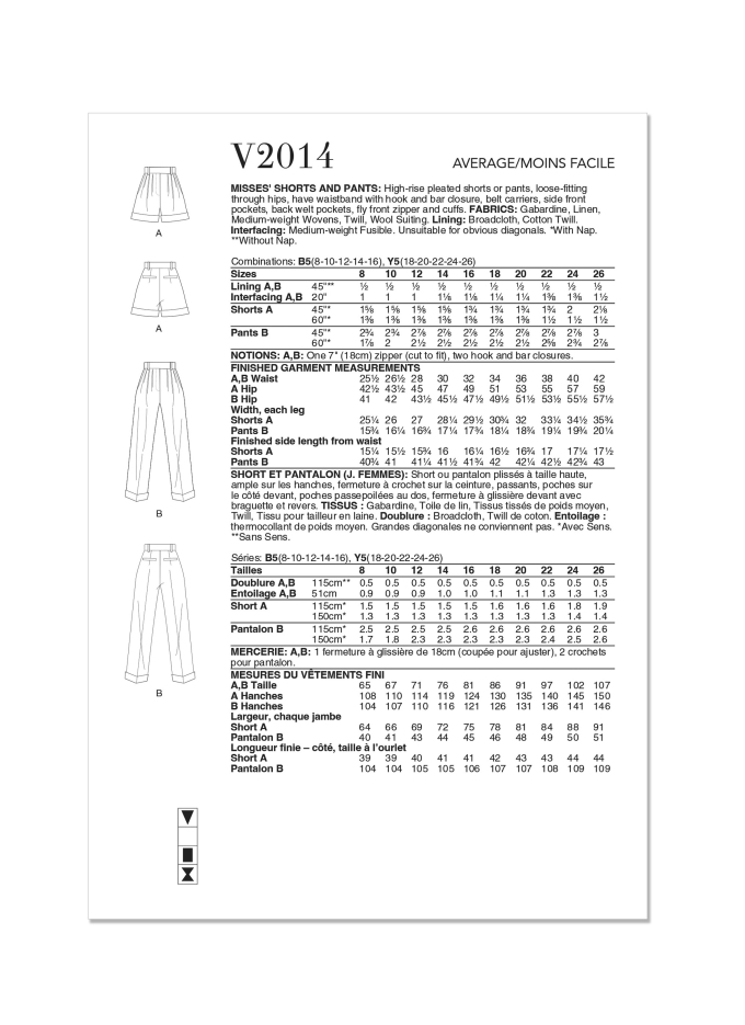 Naaipatroon Vogue 2014 broek, maat 44-52 Dui/En/Fr