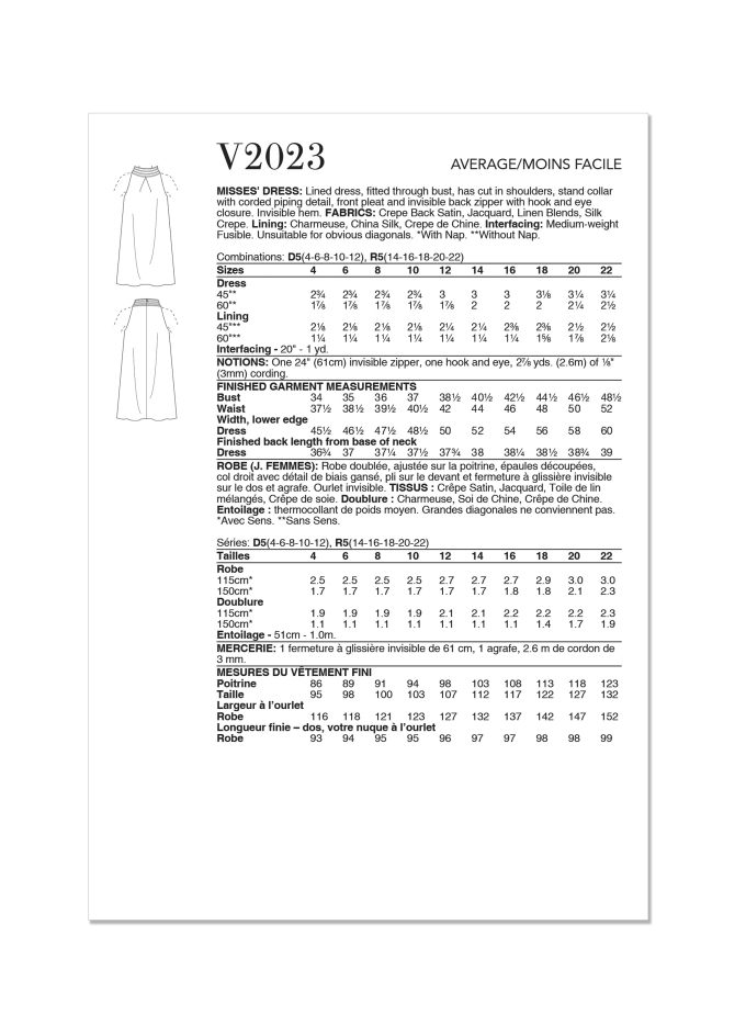 Naaipatroon Vogue 2023 Jurk, maat 40-48 Dui/En/Fr