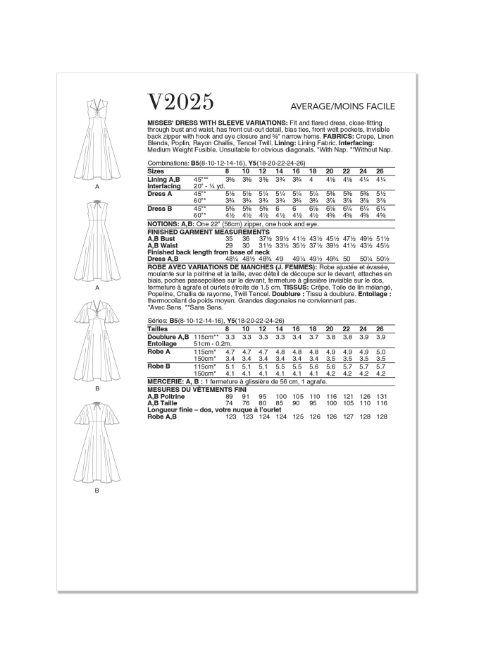 Naaipatroon Vogue 2025 Jurk, maat 34-42 Dui/En/Fr