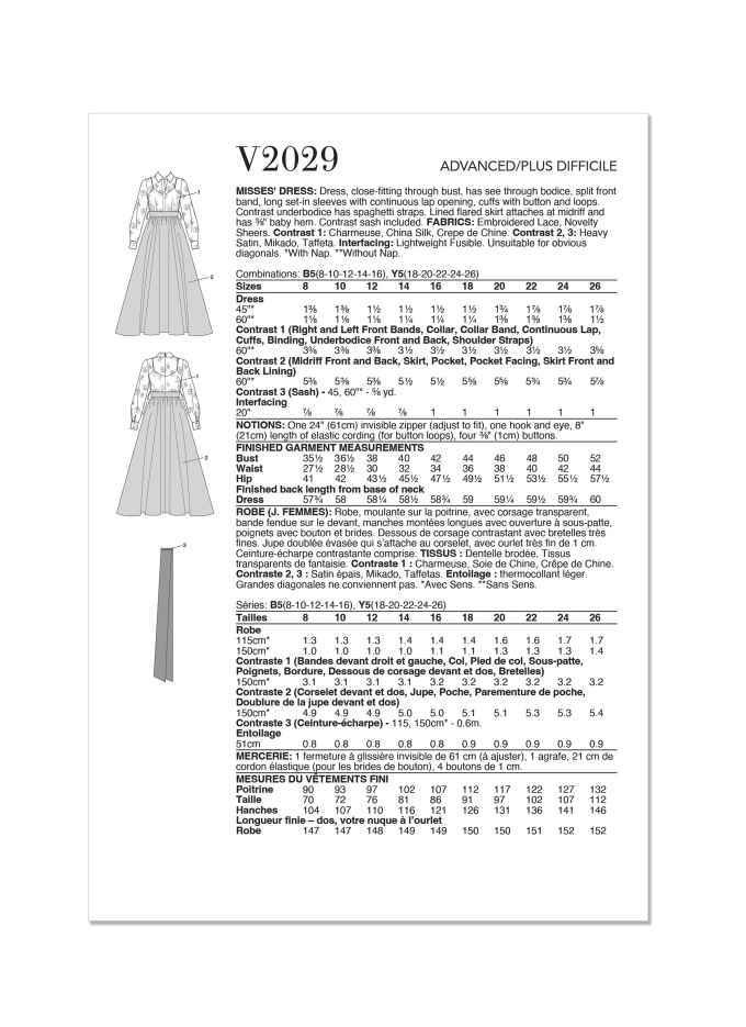 Naaipatroon Vogue 2029 Jurk, maat 34-42 Dui/En/Fr