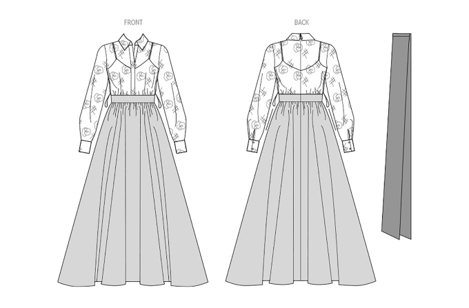 Naaipatroon Vogue 2029 Jurk, maat 34-42 Dui/En/Fr