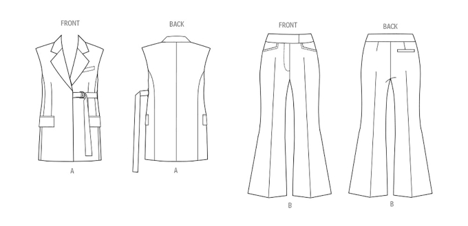 Naaipatroon Vogue 2036 Vest en broek , maat 32-40 Dui/En/Fr