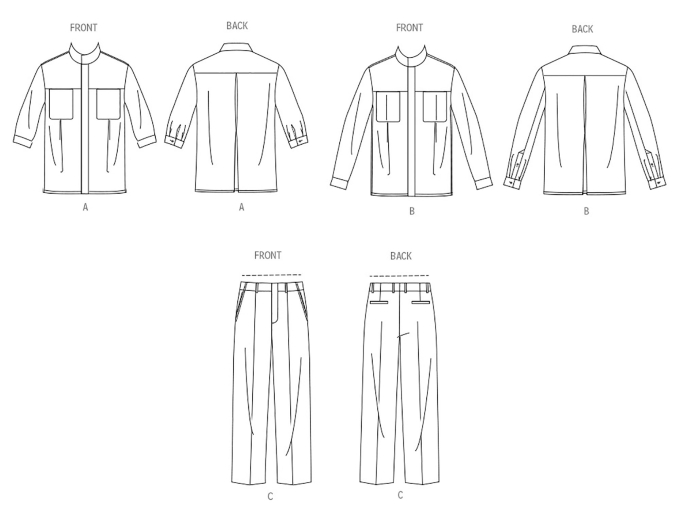 Naaipatroon Vogue 2039 Unisex Shirt & Broek , maat 34-50 Dui/En/Fr