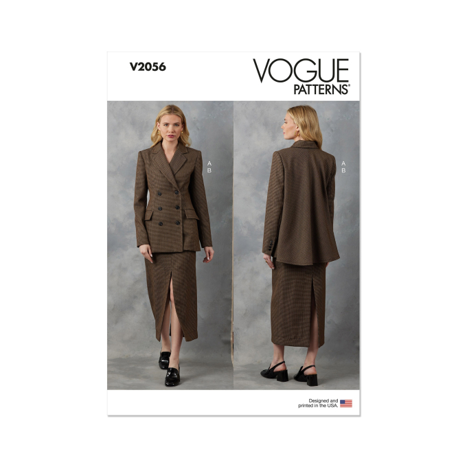 Naaipatroon Vogue 2056 Dames Jas en Rok, maat 44-52 Dui/En/Fr