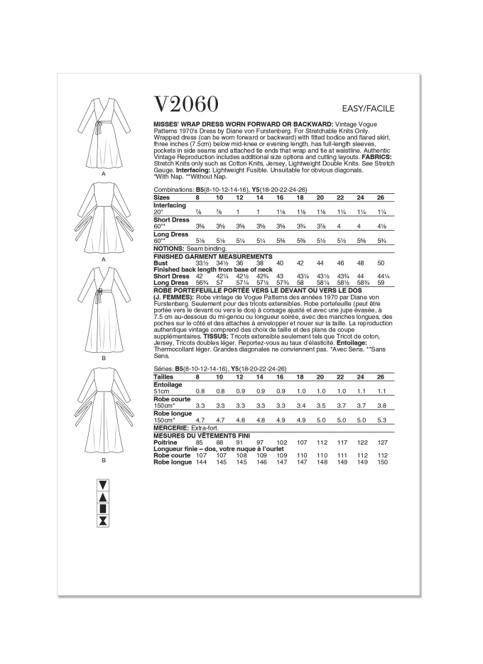 Naaipatroon Vogue 2060 Dames Jurk, maat 34-42 Dui/En/Fr
