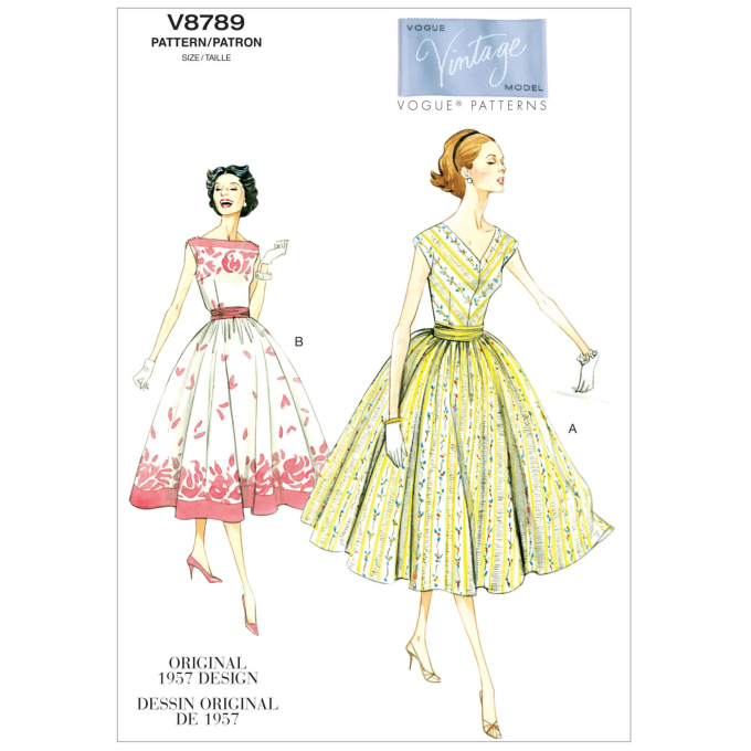 Patron Vogue 8789 robe vintage, en français