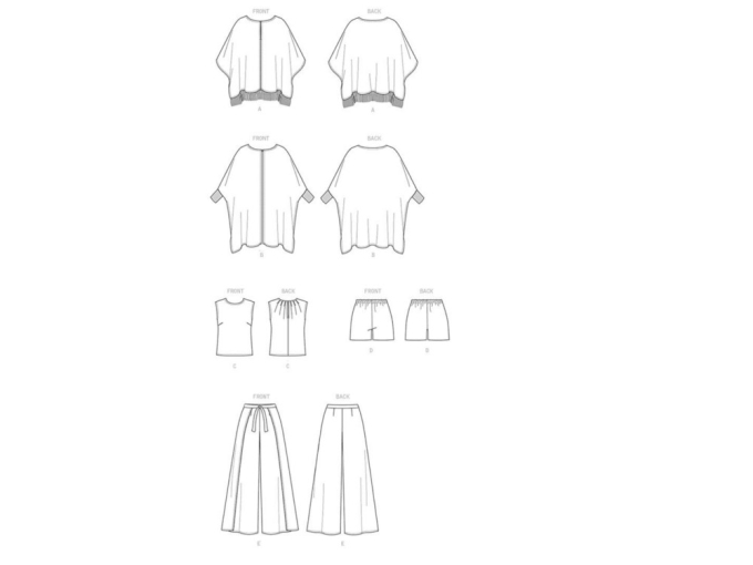 Pattern Vogue 9191 Misses' Poncho, Top, Shorts and Pants, En/Ger/Fr