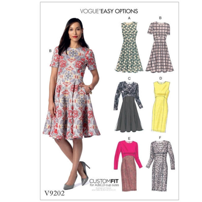 Pattern Vogue 9202 Misses' Jurk, Dui/En/Fr