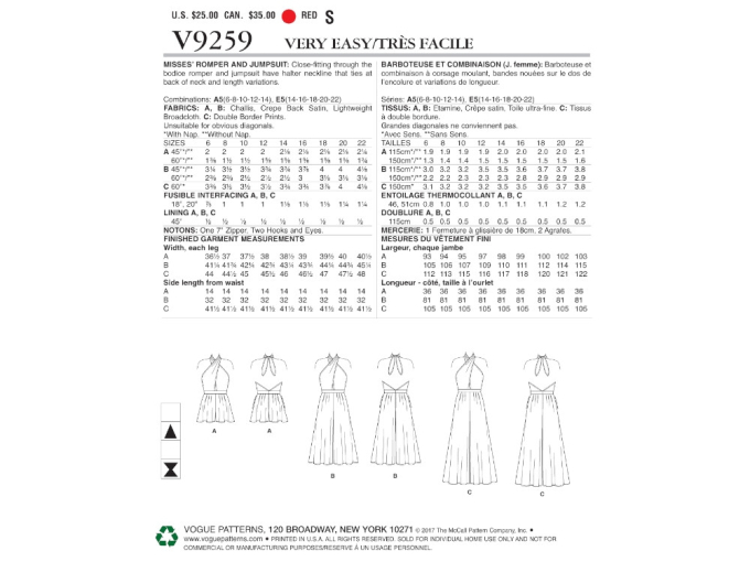 Naaipatroon Vogue 9259 Jurk, Dui/En/Fr