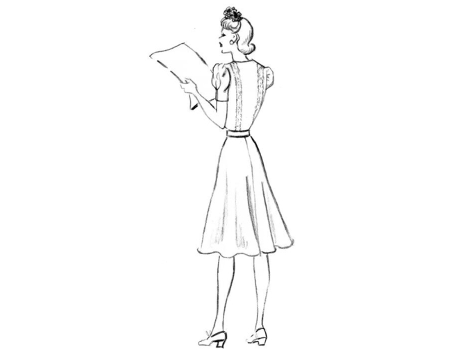 Pattern Vogue 9294, vintage dress, En/Ger/Fr