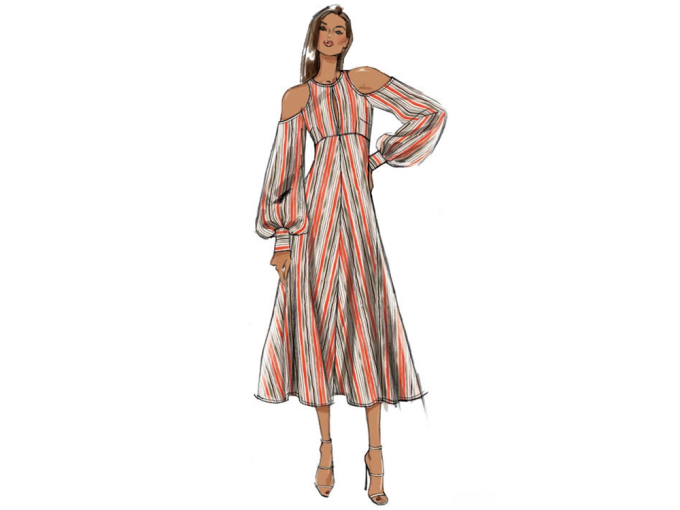 Naaipatroon Vogue 9296, jurk, Dui/En/Fr