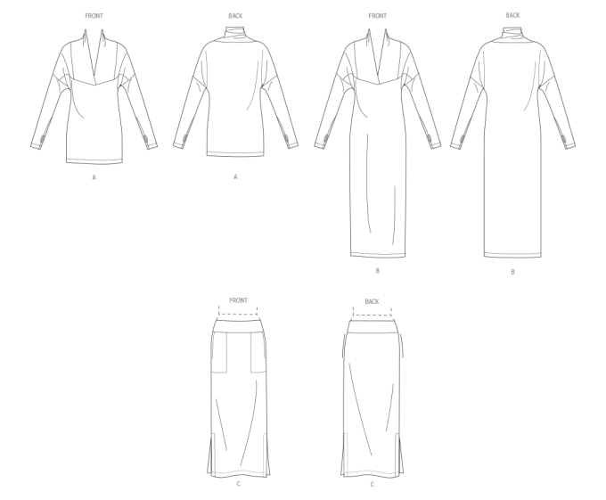 Naaipatroon Vogue Jurk en Top Dames 2076 mt. 44-52, Dui/En/Fr