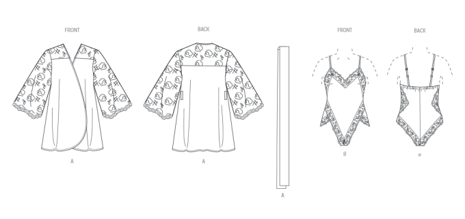 Sewing pattern Vogue Misses Robe with belt and teddy 2077 Size 42-50, En/Ger/Fr