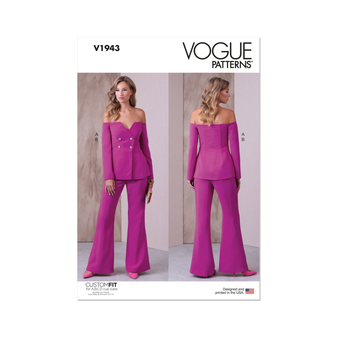 Naaipatroon Vogue broekpak 1943 maat 44-52, Dui/En/Fr