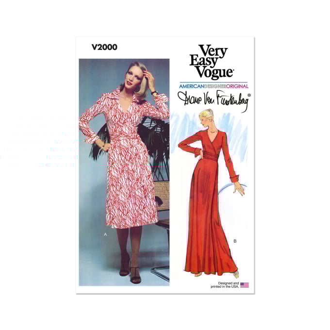 Naaipatroon Vogue 2000 Vintage jurk, maat 32-40 Dui/En/Fr