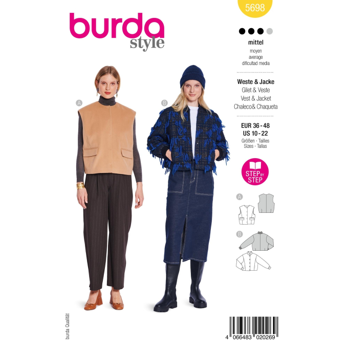 Naaipatroon Burda 5698 Vest & Jas, Nl/Dui/En/Fr