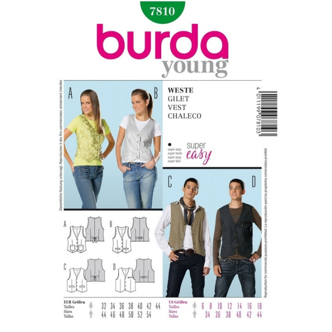 Patron Burda 7810 Veste, en français