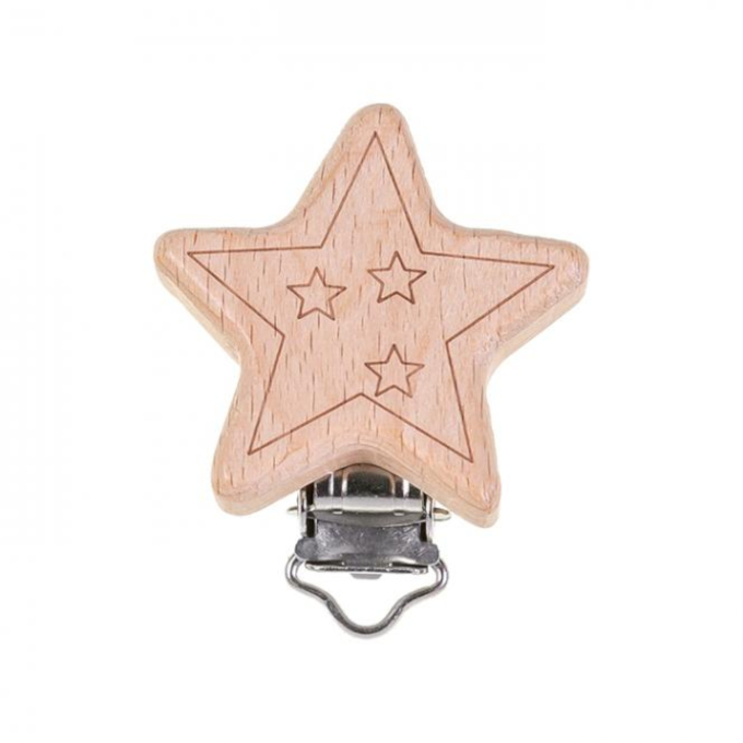Fopspeen clips Hout ster