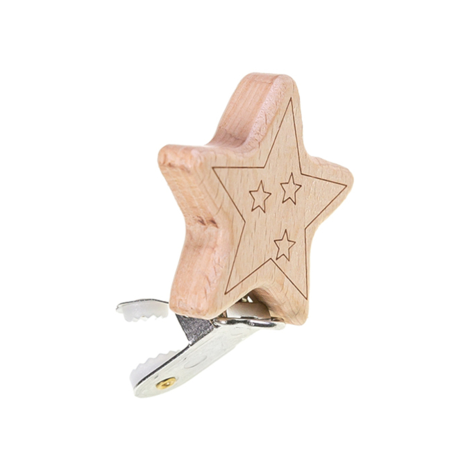 Fopspeen clips Hout ster