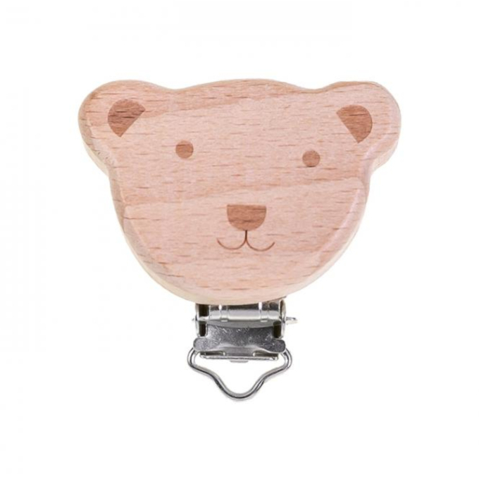Fopspeen clips Hout Teddy